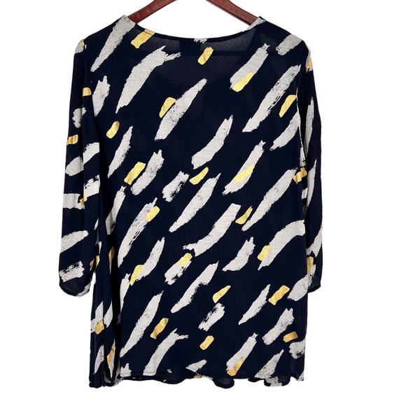 JM Collection Plus Size 2X Navy Blue Metallic Gold Lightweight Blouse Shirt Top - Picture 8 of 8